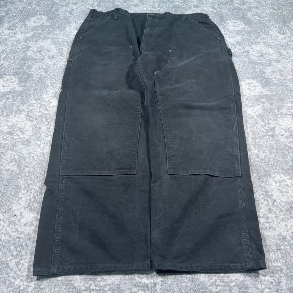 Vintage Carhartt B136 Double Knee Pant Men 42x30 Black Loose Fit Skater Workwear